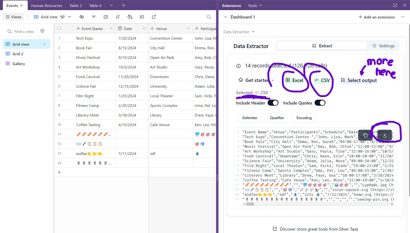 Airtable Data Extraction functions